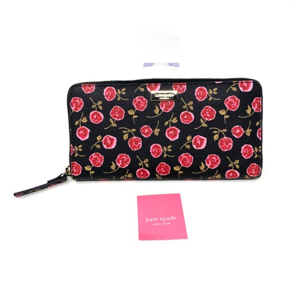 Kate Spade Women's Wallet Leather Neda Laurel Way Hazy Rose Roosterred WRLU5058 - Picture 2 of 6